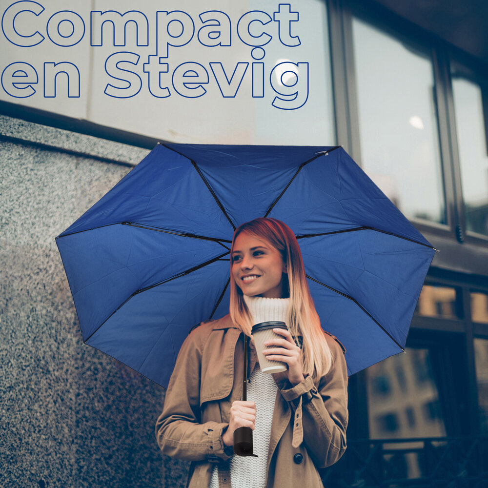 Discountershop Robust Storm Umbrella made of Aluminum Frame | Foldable | Navy Blue | 53cm Wide | 8 Ribs