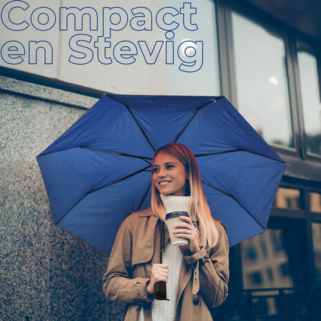 Discountershop Robust Storm Umbrella made of Aluminum Frame | Foldable | Navy Blue | 53cm Wide | 8 Ribs