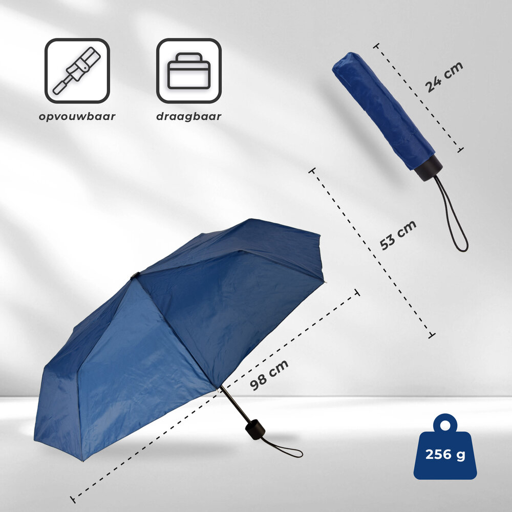 Discountershop Robust Storm Umbrella made of Aluminum Frame | Foldable | Navy Blue | 53cm Wide | 8 Ribs