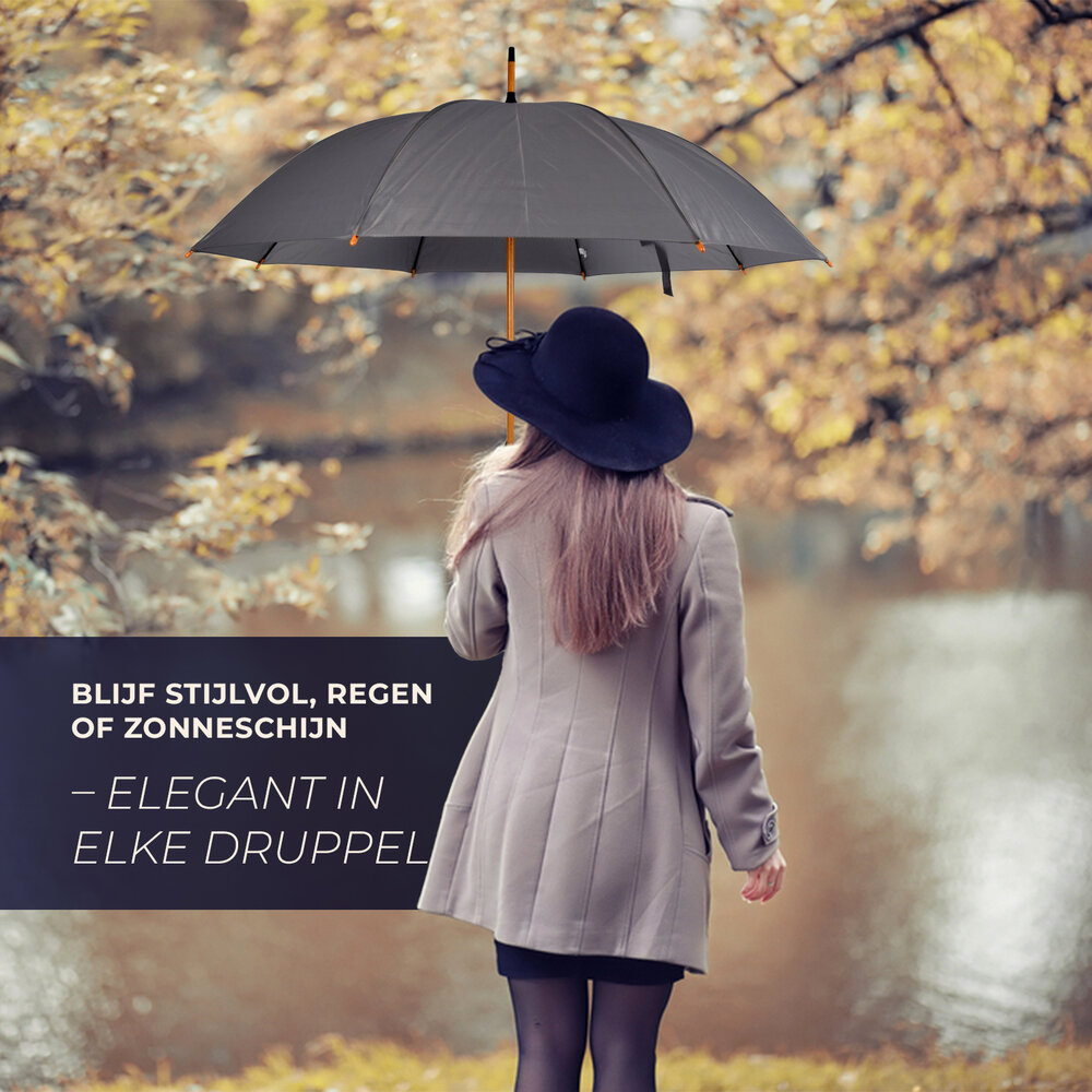 Discountershop Paraplu | Grijs | Stormparaplu | polyester | 395g | Stevige paraplu | Opvouwbare paraplu | Kunstsof handvat | 89cm*98cm