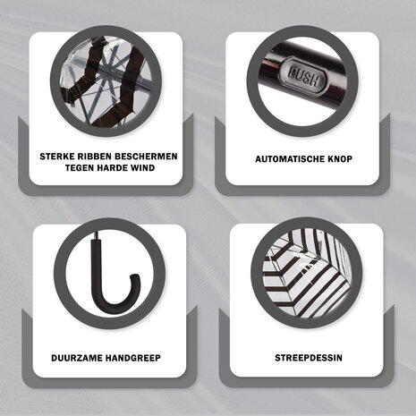 Discountershop Paraplu | Transparent | Stormparaplu | Polyester | 350g | Stevige Paraplu | Opvouwbare Paraplu | Kunstsof Handvat | 86cm