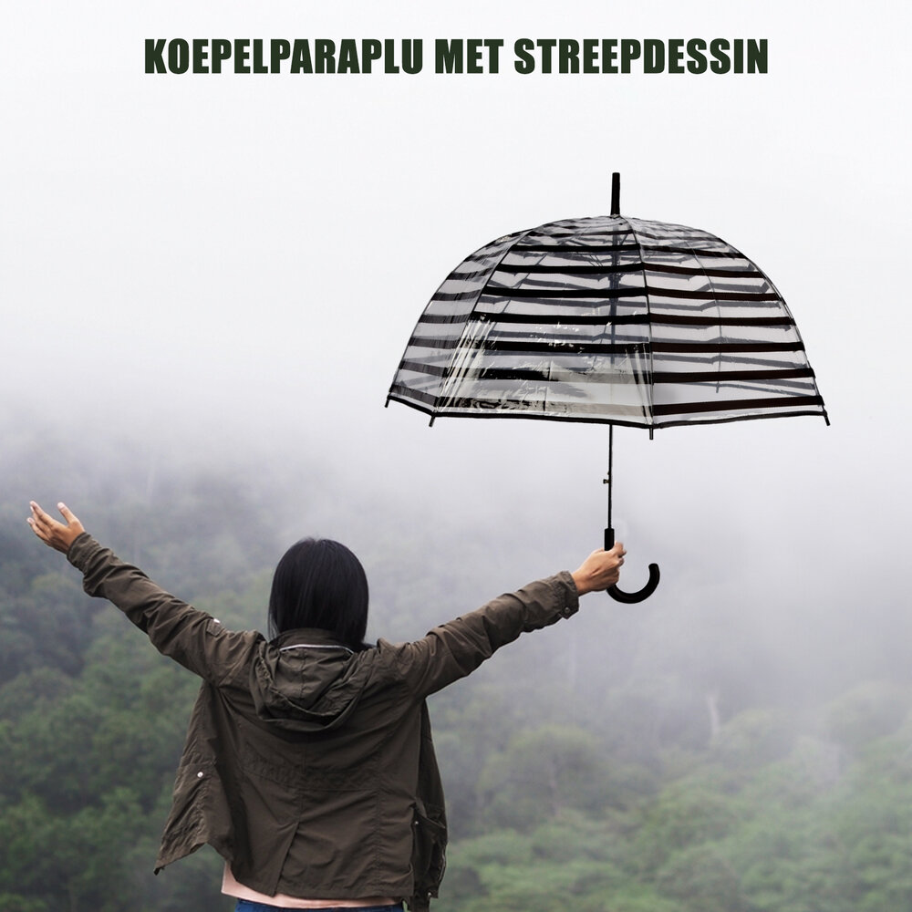 Discountershop Paraplu | Transparent | Stormparaplu | Polyester | 350g | Stevige Paraplu | Opvouwbare Paraplu | Kunstsof Handvat | 86cm