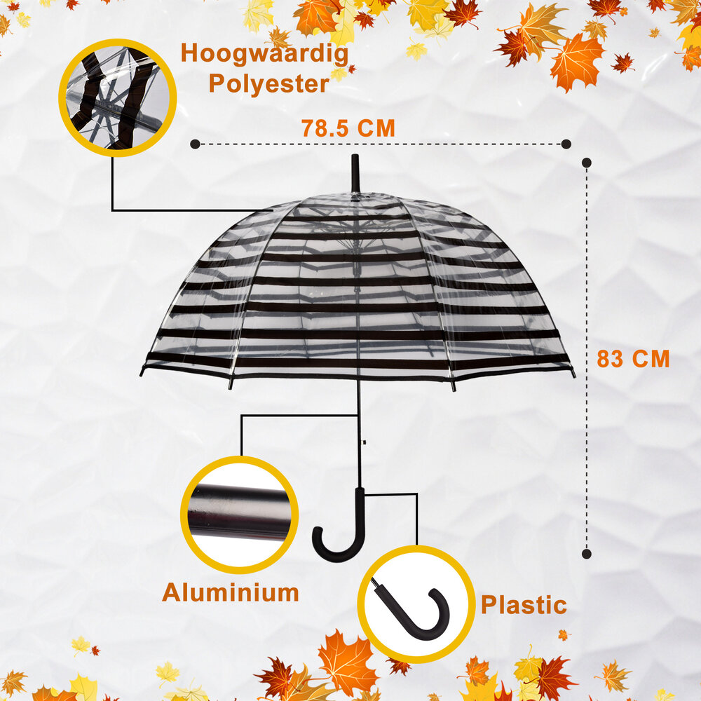Discountershop Paraplu | Transparent | Stormparaplu | Polyester | 350g | Stevige Paraplu | Opvouwbare Paraplu | Kunstsof Handvat | 86cm