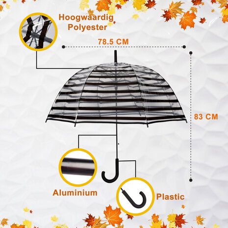 Discountershop Paraplu | Transparent | Stormparaplu | Polyester | 350g | Stevige Paraplu | Opvouwbare Paraplu | Kunstsof Handvat | 86cm