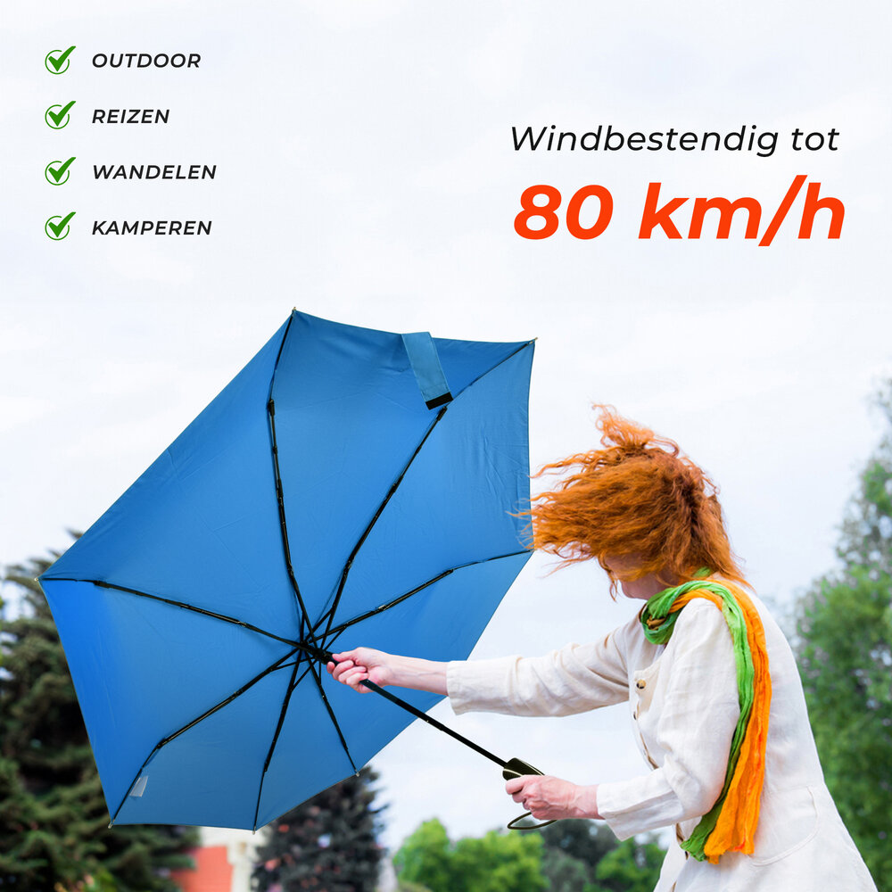 Discountershop Sturdy Large Blue Umbrella - Ø100 cm, Aluminum Frame, Foldable, Windproof Discountershop Sturdy Large Blue Umbrella - Ø100 cm, Aluminum Frame, Foldable, Windproof