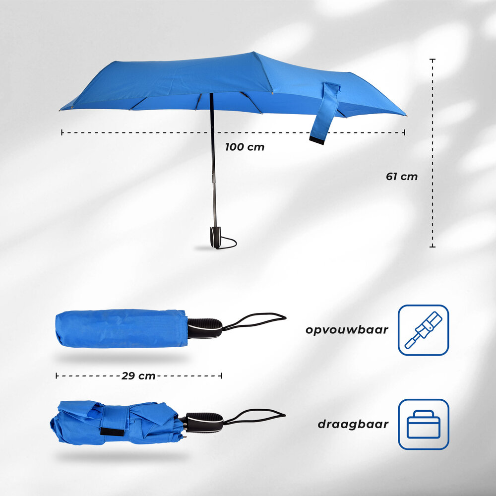 Discountershop Sturdy Large Blue Umbrella - Ø100 cm, Aluminum Frame, Foldable, Windproof Discountershop Sturdy Large Blue Umbrella - Ø100 cm, Aluminum Frame, Foldable, Windproof