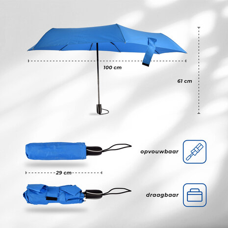 Discountershop Sturdy Large Blue Umbrella - Ø100 cm, Aluminum Frame, Foldable, Windproof Discountershop Sturdy Large Blue Umbrella - Ø100 cm, Aluminum Frame, Foldable, Windproof