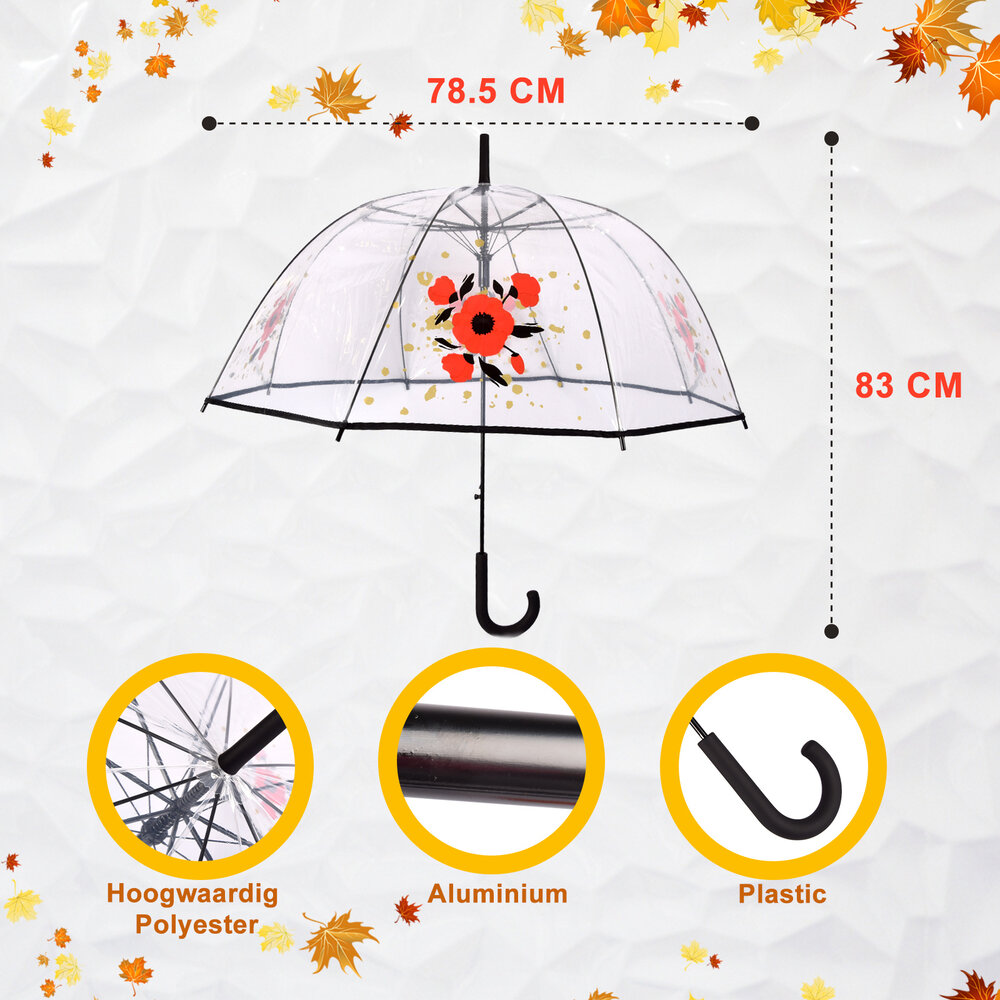 Discountershop 3x | Paraplu | Diameter 86 cm | Stevige paraplu | transparent | regenaccessoires | polyester | Automatische paraplu | lengte 84cm Discountershop 3x | Paraplu | Diameter 86 cm | Stevige paraplu | transparent | regenaccessoires | polyester | Automatische paraplu | lengte 84cm
