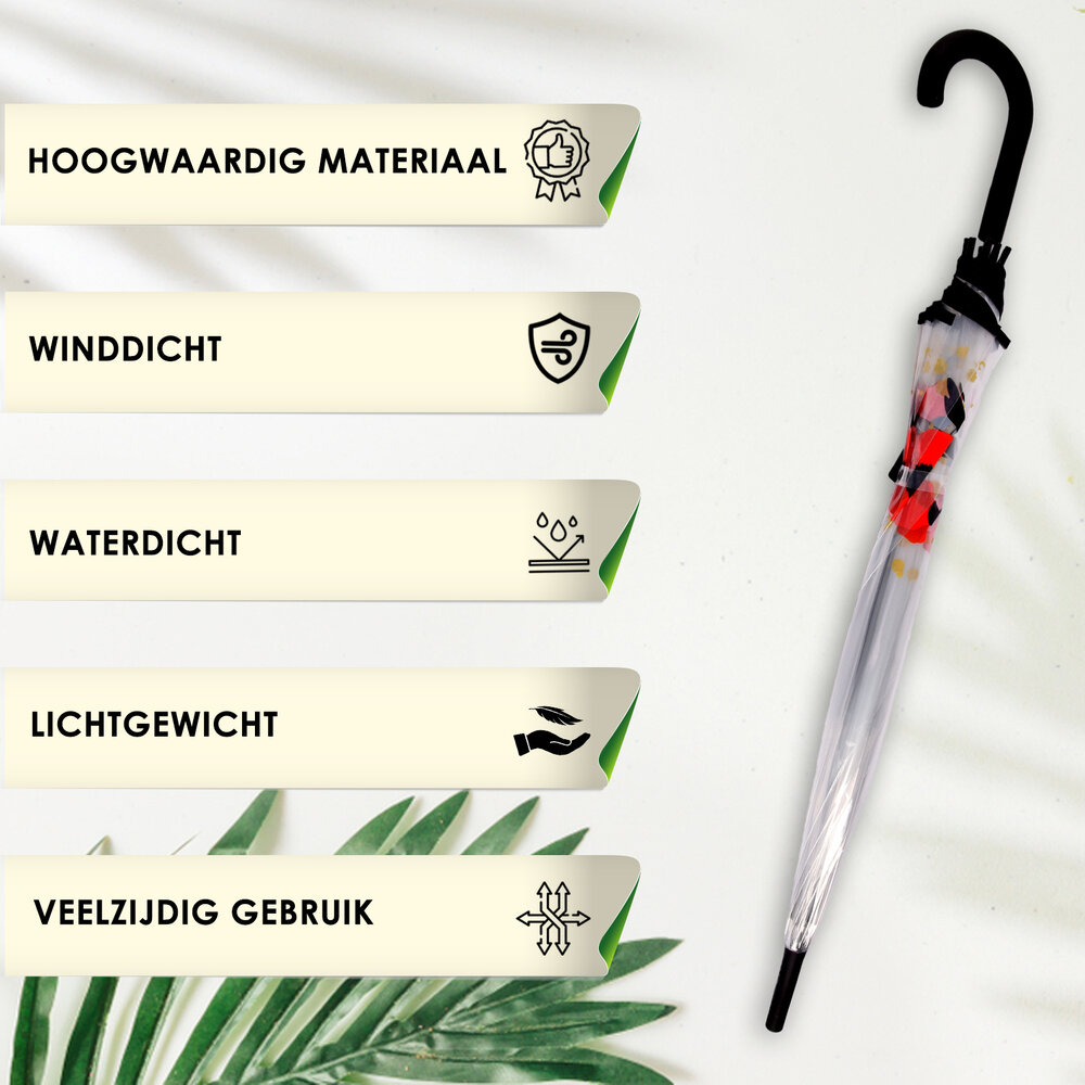 Discountershop 3x | Paraplu | Diameter 86 cm | Stevige paraplu | transparent | regenaccessoires | polyester | Automatische paraplu | lengte 84cm Discountershop 3x | Paraplu | Diameter 86 cm | Stevige paraplu | transparent | regenaccessoires | polyester | Automatische paraplu | lengte 84cm