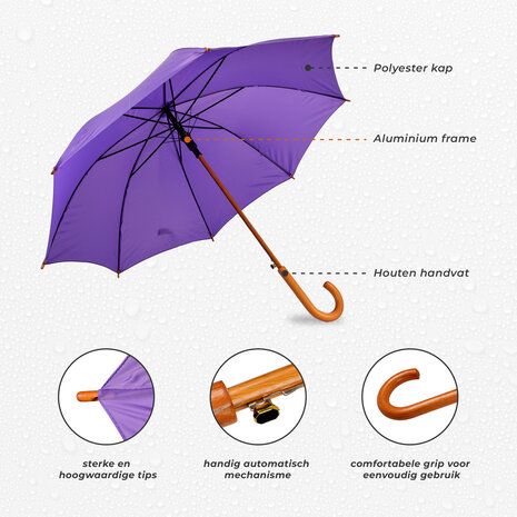 Discountershop 3x | Umbrella | Automatic umbrella | purple | Folding umbrella | Wooden handle | 89cm*98cm Discountershop 3x | Umbrella | Automatic umbrella | purple | Folding umbrella | Wooden handle | 89cm*98cm