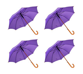 Discountershop 4x | Umbrella | Automatic umbrella | purple | Folding umbrella | Wooden handle | 89cm*98cm Discountershop 4x | Umbrella | Automatic umbrella | purple | Folding umbrella | Wooden handle | 89cm*98cm