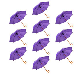Discountershop 10x Powerful Automatic Umbrella - Purple - Wooden Stick and Handle - Polyester and Aluminum Construction - 89x98cm Discountershop 10x Powerful Automatic Umbrella - Purple - Wooden Stick and Handle - Polyester and Aluminum Construction - 89x98cm