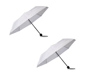 Discountershop 2x Grote Opvouwbare Stormparaplu van Polyester met Aluminium Frame - Wit | 100cm Diameter Discountershop 2x Grote Opvouwbare Stormparaplu van Polyester met Aluminium Frame - Wit | 100cm Diameter