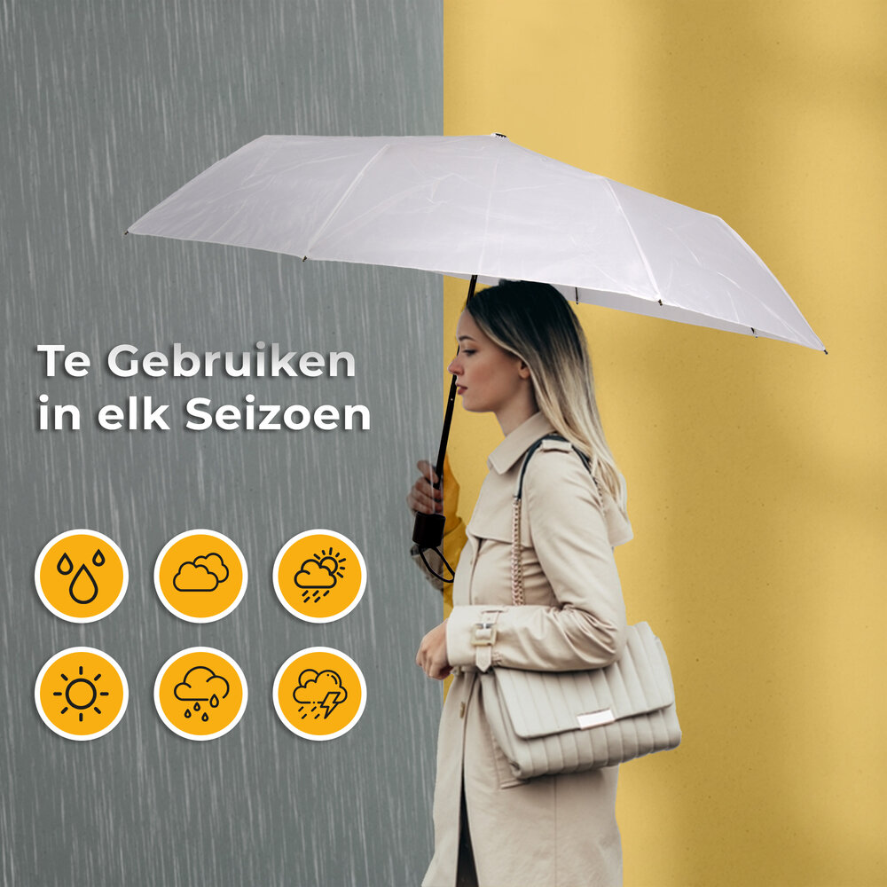 Discountershop 3x Large Folding Polyester Storm Umbrella with Aluminum Frame - White | 100cm Diameter Discountershop 3x Large Folding Polyester Storm Umbrella with Aluminum Frame - White | 100cm Diameter