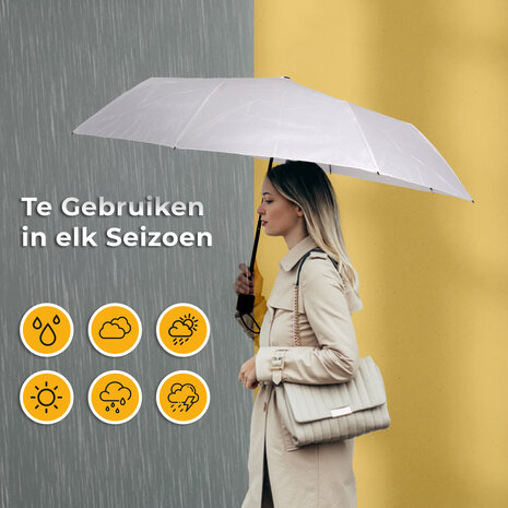 Discountershop 3x Large Folding Polyester Storm Umbrella with Aluminum Frame - White | 100cm Diameter Discountershop 3x Large Folding Polyester Storm Umbrella with Aluminum Frame - White | 100cm Diameter