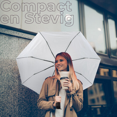 Discountershop 3x Large Folding Polyester Storm Umbrella with Aluminum Frame - White | 100cm Diameter Discountershop 3x Large Folding Polyester Storm Umbrella with Aluminum Frame - White | 100cm Diameter