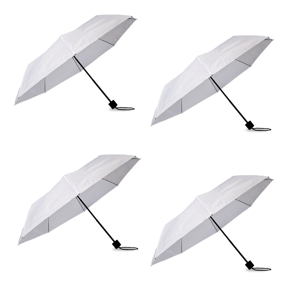 Discountershop 4x Large Folding Polyester Storm Umbrella with Aluminum Frame - White | 100cm Diameter