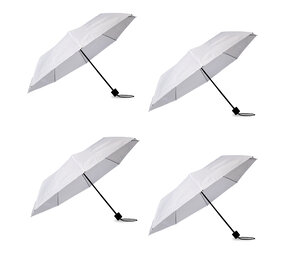 Discountershop 4x Large Folding Polyester Storm Umbrella with Aluminum Frame - White | 100cm Diameter