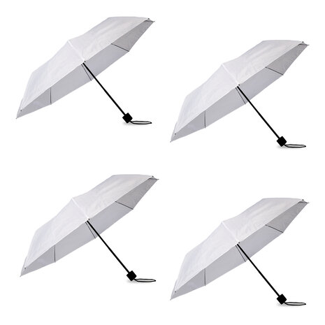 Discountershop 4x Large Folding Polyester Storm Umbrella with Aluminum Frame - White | 100cm Diameter