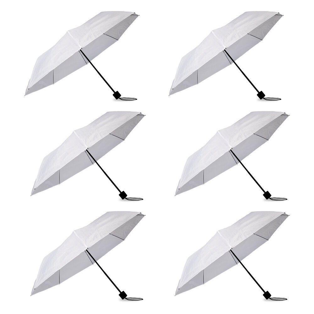Discountershop 6x Large Folding Polyester Storm Umbrella with Aluminum Frame - White | 100cm Diameter Discountershop 6x Large Folding Polyester Storm Umbrella with Aluminum Frame - White | 100cm Diameter