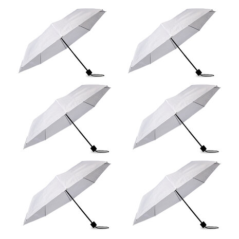 Discountershop 6x Large Folding Polyester Storm Umbrella with Aluminum Frame - White | 100cm Diameter Discountershop 6x Large Folding Polyester Storm Umbrella with Aluminum Frame - White | 100cm Diameter