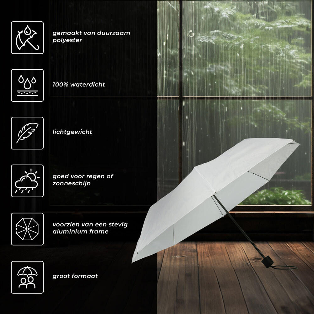 Discountershop 10x Large Folding Polyester Storm Umbrella with Aluminum Frame - White | 100cm Diameter