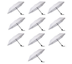Discountershop 10x Large Folding Polyester Storm Umbrella with Aluminum Frame - White | 100cm Diameter Discountershop 10x Large Folding Polyester Storm Umbrella with Aluminum Frame - White | 100cm Diameter
