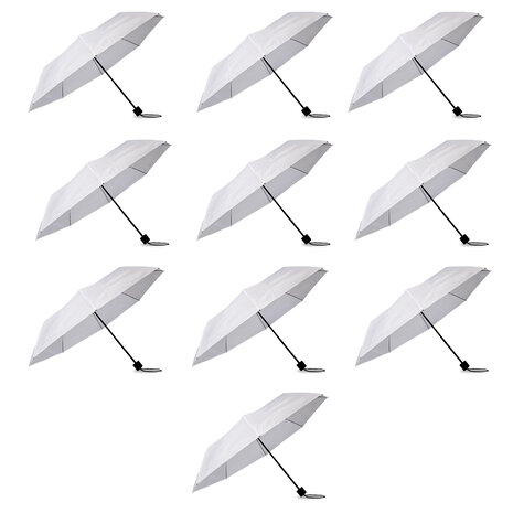 Discountershop 10x Large Folding Polyester Storm Umbrella with Aluminum Frame - White | 100cm Diameter