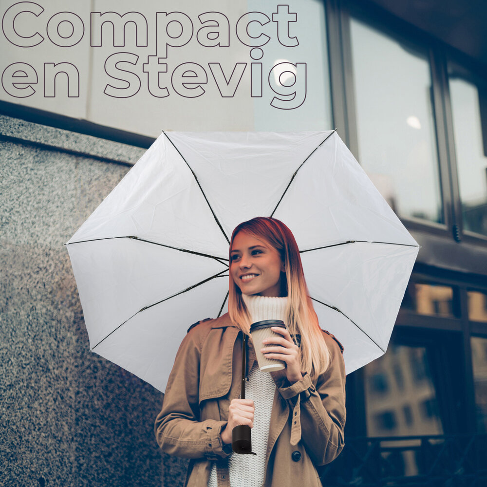 Discountershop 10x Large Folding Polyester Storm Umbrella with Aluminum Frame - White | 100cm Diameter