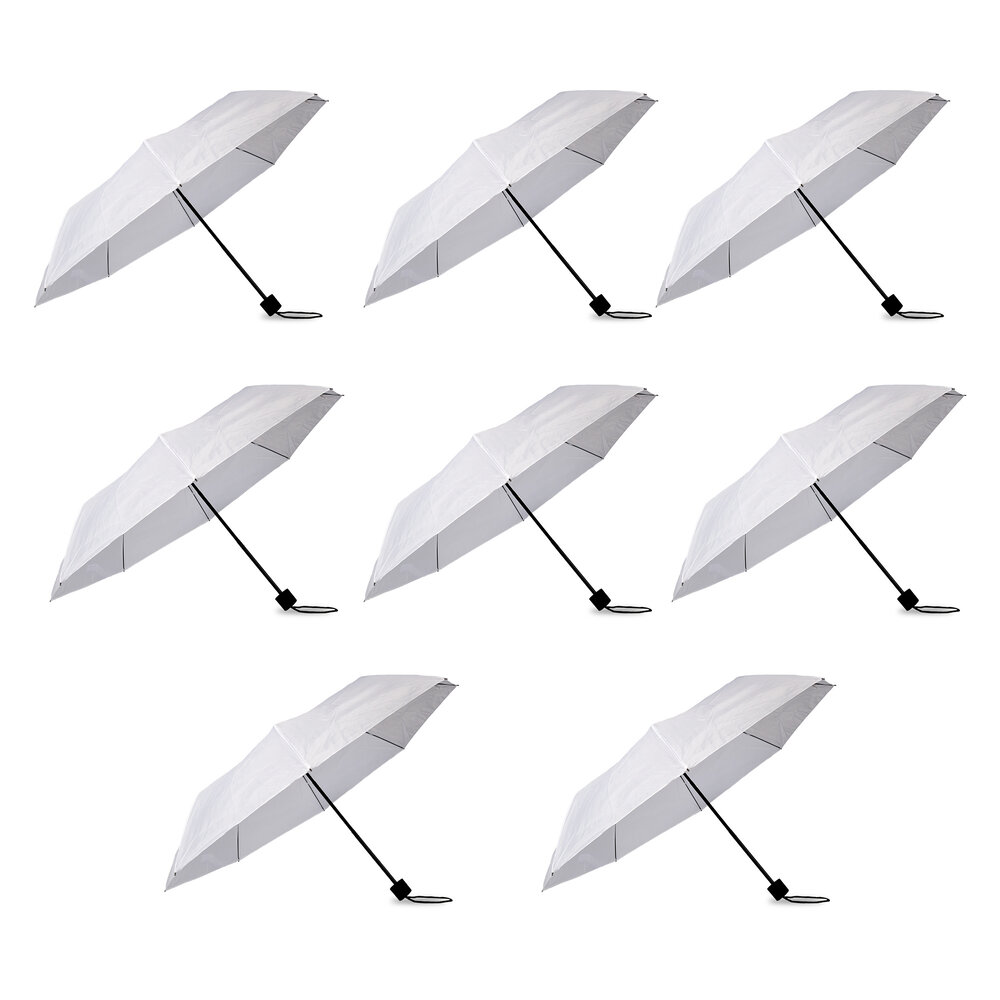 Discountershop 8x Large Folding Polyester Storm Umbrella with Aluminum Frame - White | 100cm Diameter