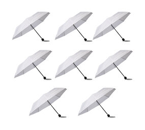 Discountershop 8x Large Folding Polyester Storm Umbrella with Aluminum Frame - White | 100cm Diameter