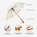 Discountershop Umbrella with Wooden Handle 98 cm Diameter – White Vanilla | Automatic & Windproof – Unisex