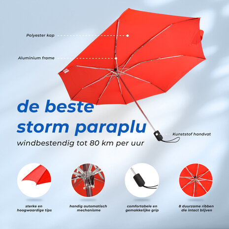 Discountershop 4x Large Folding Polyester Storm Umbrella with Aluminum Frame - Red | 100cm Diameter Discountershop 4x Large Folding Polyester Storm Umbrella with Aluminum Frame - Red | 100cm Diameter