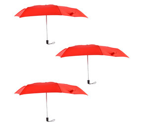 Merkloos 3x Grote Opvouwbare Stormparaplu van Polyester met Aluminium Frame - Rood | 100cm Diameter Merkloos 3x Grote Opvouwbare Stormparaplu van Polyester met Aluminium Frame - Rood | 100cm Diameter