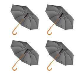 Discountershop Transparent Umbrella Set with Foldable Function - Diameter 98 cm - Automatic - Aluminum Frame - Wooden Handle - Gray - 4 Pieces
