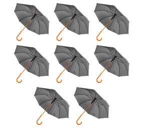 Discountershop Quality Transparent Umbrella - 98 cm Diameter - Automatic - Aluminum Frame - with Wooden Handle - Round - Set of 8 - Gray - Unisex - For Adults