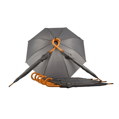 Discountershop Quality Transparent Umbrella - 98 cm Diameter - Automatic - Aluminum Frame - with Wooden Handle - Round - Set of 8 - Gray - Unisex - For Adults