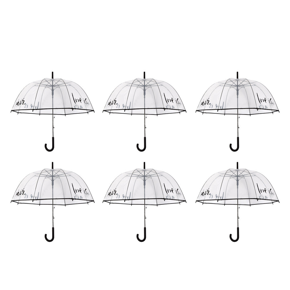 Discountershop 6x Grote Transparant Stormparaplu van Polyester met Aluminium Frame | 85cm Diameter Discountershop 6x Grote Transparant Stormparaplu van Polyester met Aluminium Frame | 85cm Diameter