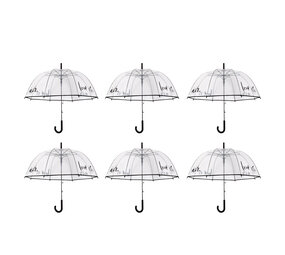 Discountershop 6x Grote Transparant Stormparaplu van Polyester met Aluminium Frame | 85cm Diameter Discountershop 6x Grote Transparant Stormparaplu van Polyester met Aluminium Frame | 85cm Diameter