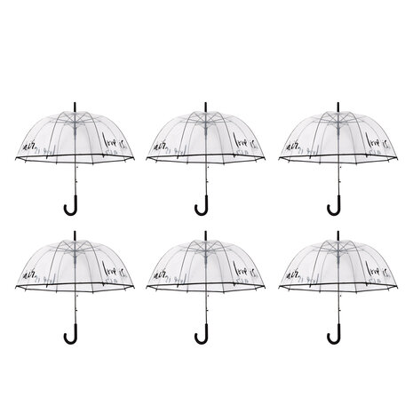 Discountershop 6x Grote Transparant Stormparaplu van Polyester met Aluminium Frame | 85cm Diameter Discountershop 6x Grote Transparant Stormparaplu van Polyester met Aluminium Frame | 85cm Diameter