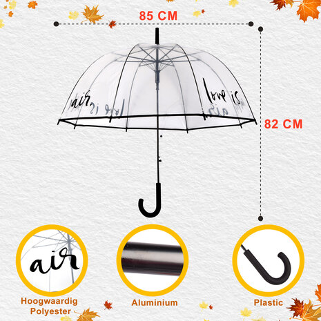 Discountershop 6x Large Transparant Polyester Storm Umbrella with Aluminum Frame | 85cm Diameter Discountershop 6x Large Transparant Polyester Storm Umbrella with Aluminum Frame | 85cm Diameter