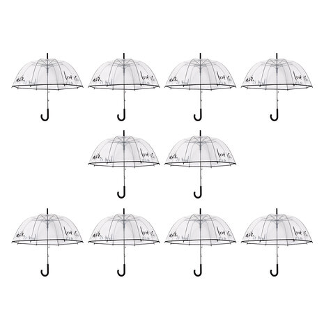 Discountershop 10x Grote Transparant Stormparaplu van Polyester met Aluminium Frame | 85cm Diameter