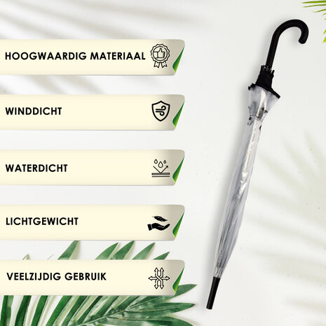 Discountershop 10x Grote Transparant Stormparaplu van Polyester met Aluminium Frame | 85cm Diameter