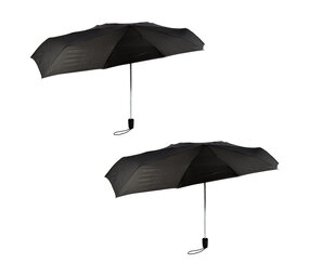 Discountershop 2x Opvouwbare paraplu in Zwart - Polyester en Aluminium - Stormparaplu - Lengte 61.5cm - Diameter. 97cm Discountershop 2x Opvouwbare paraplu in Zwart - Polyester en Aluminium - Stormparaplu - Lengte 61.5cm - Diameter. 97cm