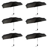 Discountershop Set van 6 Zwarte, Opvouwbare Stormparaplu's - 61.5 cm Lang, 97 cm Diameter, Polyester en Aluminium. Discountershop Set van 6 Zwarte, Opvouwbare Stormparaplu's - 61.5 cm Lang, 97 cm Diameter, Polyester en Aluminium.