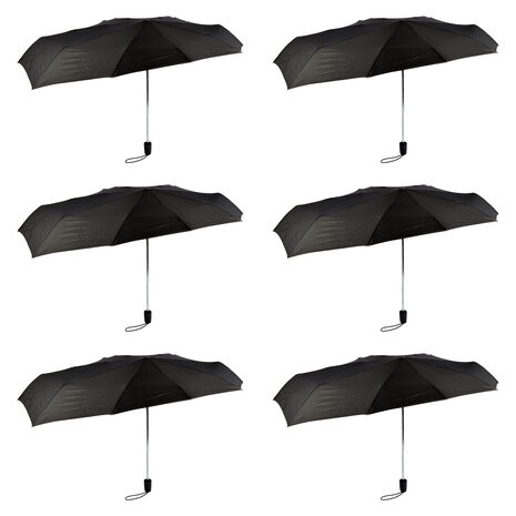 Discountershop Set of 6 Black, Folding Storm Umbrellas - 61.5 cm Long, 97 cm Diameter, Polyester and Aluminum. Discountershop Set of 6 Black, Folding Storm Umbrellas - 61.5 cm Long, 97 cm Diameter, Polyester and Aluminum.