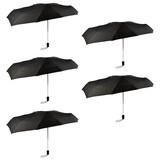 Discountershop Bulk Set of 5 Black, Folding Umbrellas - Stormproof, Polyester and Aluminum, 97 cm Diameter, 61.5 cm Long Discountershop Bulk Set of 5 Black, Folding Umbrellas - Stormproof, Polyester and Aluminum, 97 cm Diameter, 61.5 cm Long