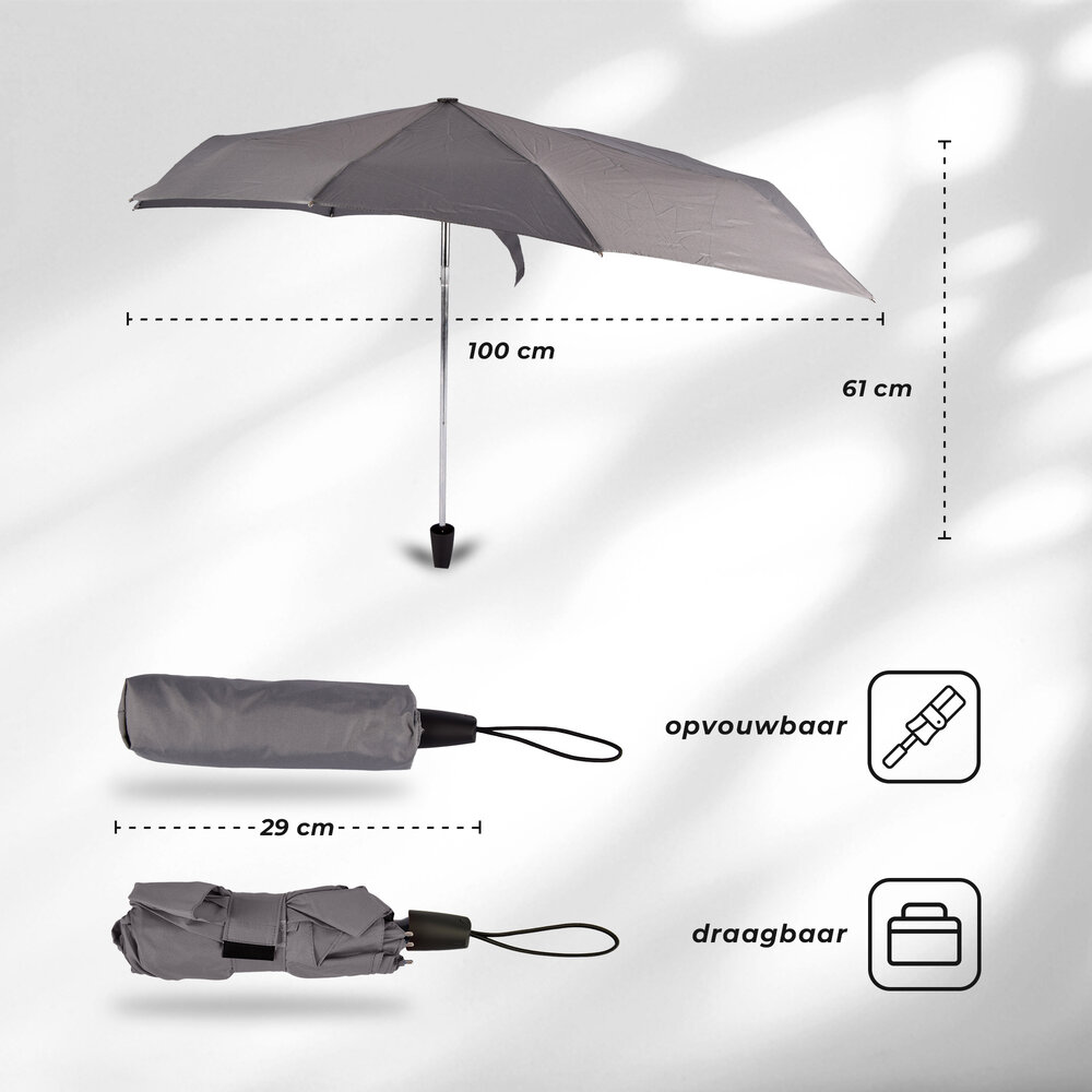 Discountershop Duo Grijze Stormparaplu's - Groot, Stevig en Opvouwbaar - Aluminium Frame - Polyester Pongee Doek - 107cm Diameter Discountershop Duo Grijze Stormparaplu's - Groot, Stevig en Opvouwbaar - Aluminium Frame - Polyester Pongee Doek - 107cm Diameter