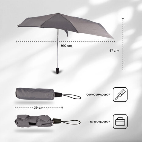 Discountershop Duo Grijze Stormparaplu's - Groot, Stevig en Opvouwbaar - Aluminium Frame - Polyester Pongee Doek - 107cm Diameter Discountershop Duo Grijze Stormparaplu's - Groot, Stevig en Opvouwbaar - Aluminium Frame - Polyester Pongee Doek - 107cm Diameter