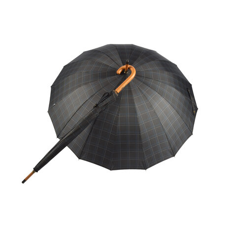 Discountershop Twice The Protection With Black & Blue Storm Umbrellas (102cm) - Durable, Foldable & Suitable For Adults - Width: ~Approx 102cm - With Wooden Handle